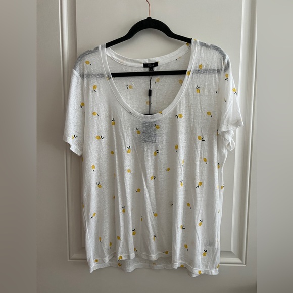 Rails Tops - Luna Lemon Tee White RAILS linen T-shirt